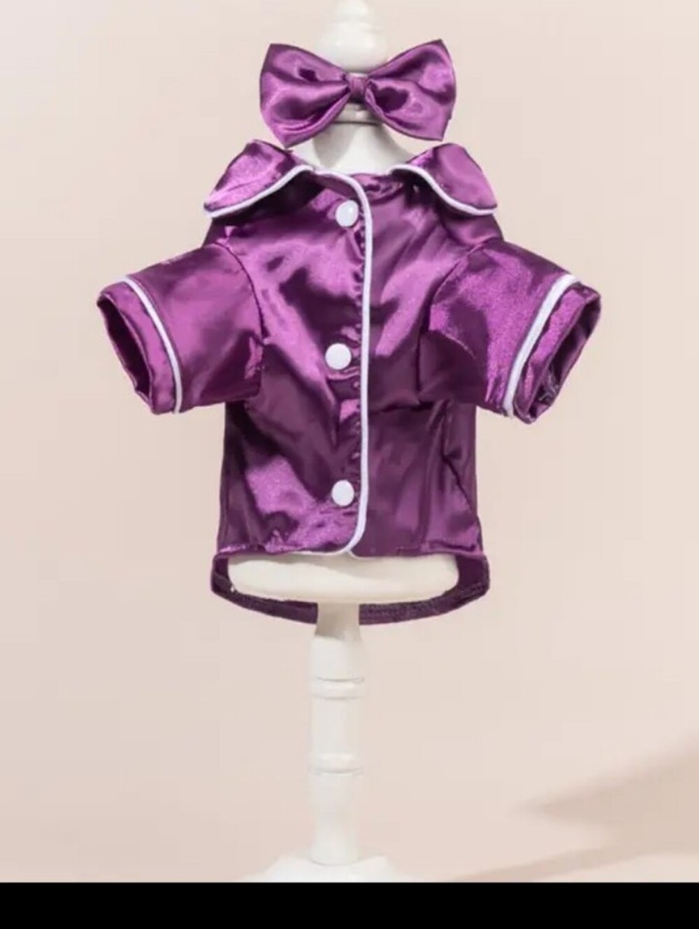 Purple Satin Dog pajamas Jacket with Bow - Picture 4 of 7